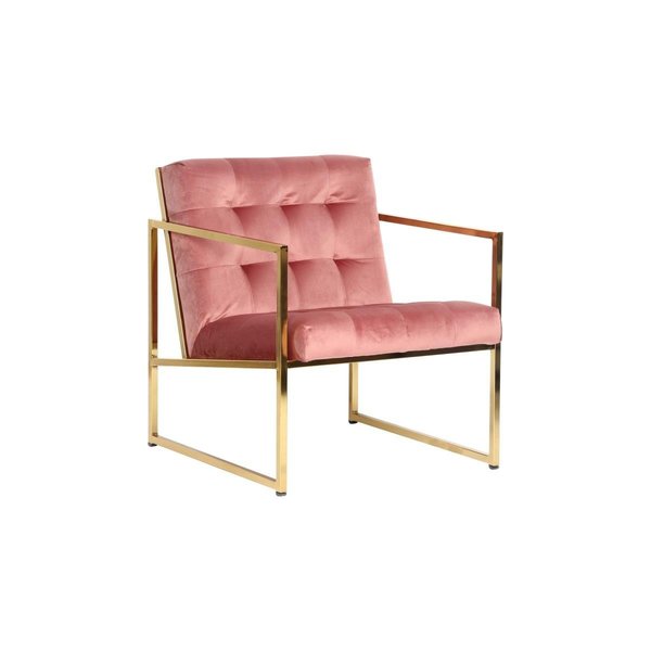 Patio Trasero 29 x 26 x 26 in. Lexington Tufted Velvet Accent Armchair with Gold Frame, Royal Rose PA2446541